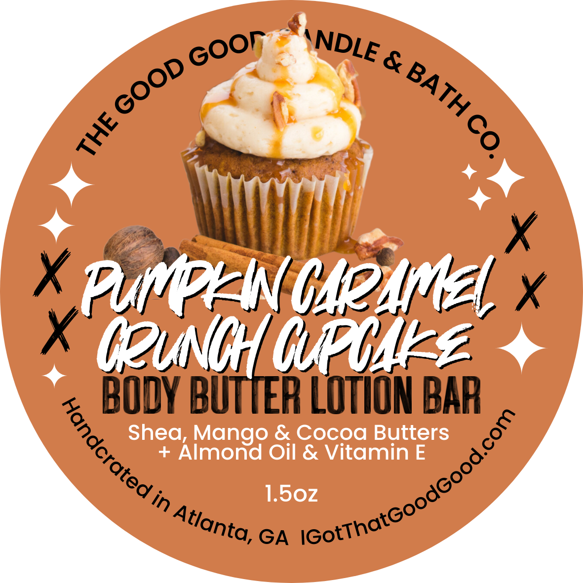 Pumpkin Caramel Crunch Cupcake Shea Body Butter Lotion Bar