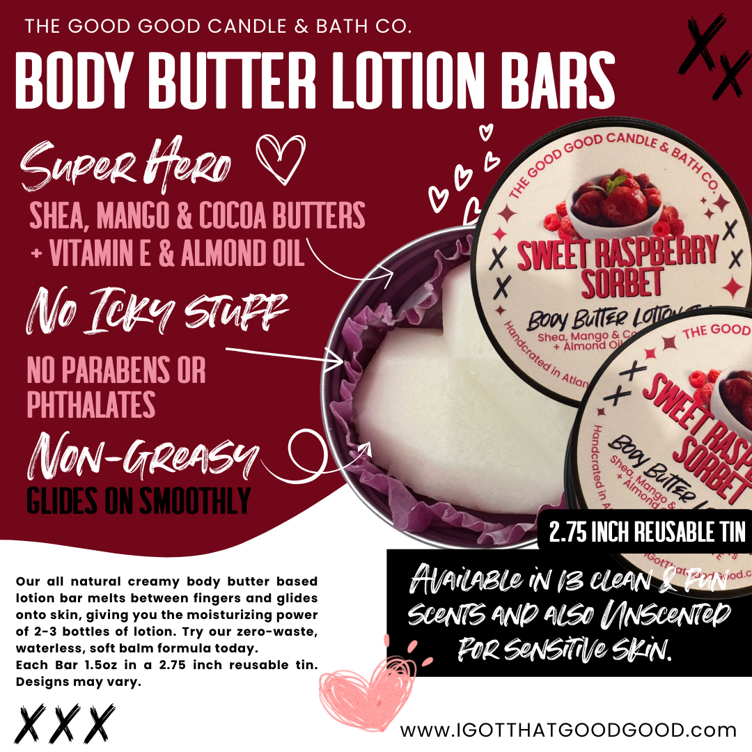 Sweet Raspberry Sorbet Cream Shea Body Butter Lotion Bar